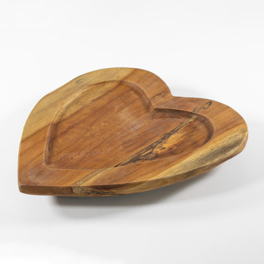 Heart Shape Teak Root Wood Serving Plate