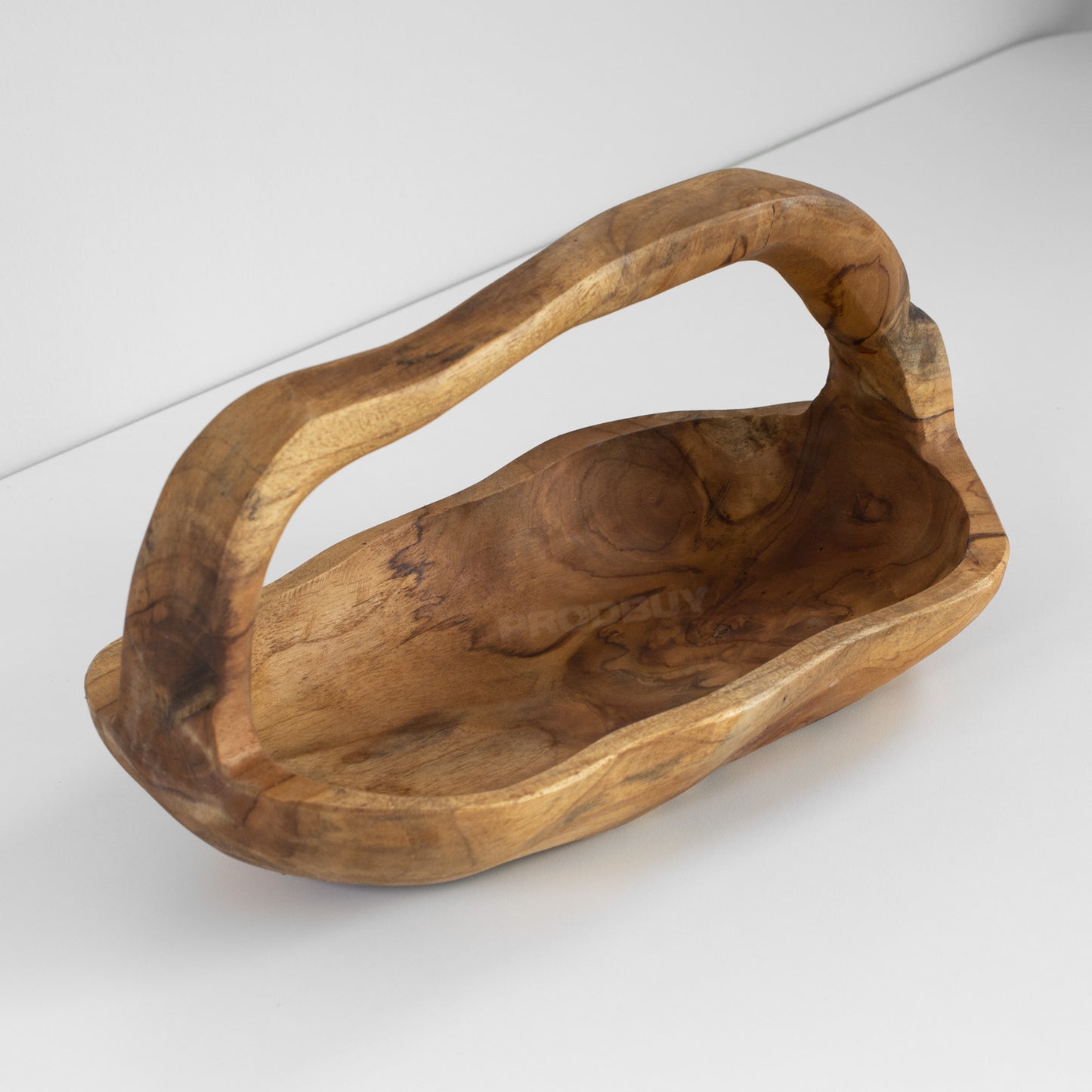 Teak Root Wood Long Trug 36cm Hand Carved