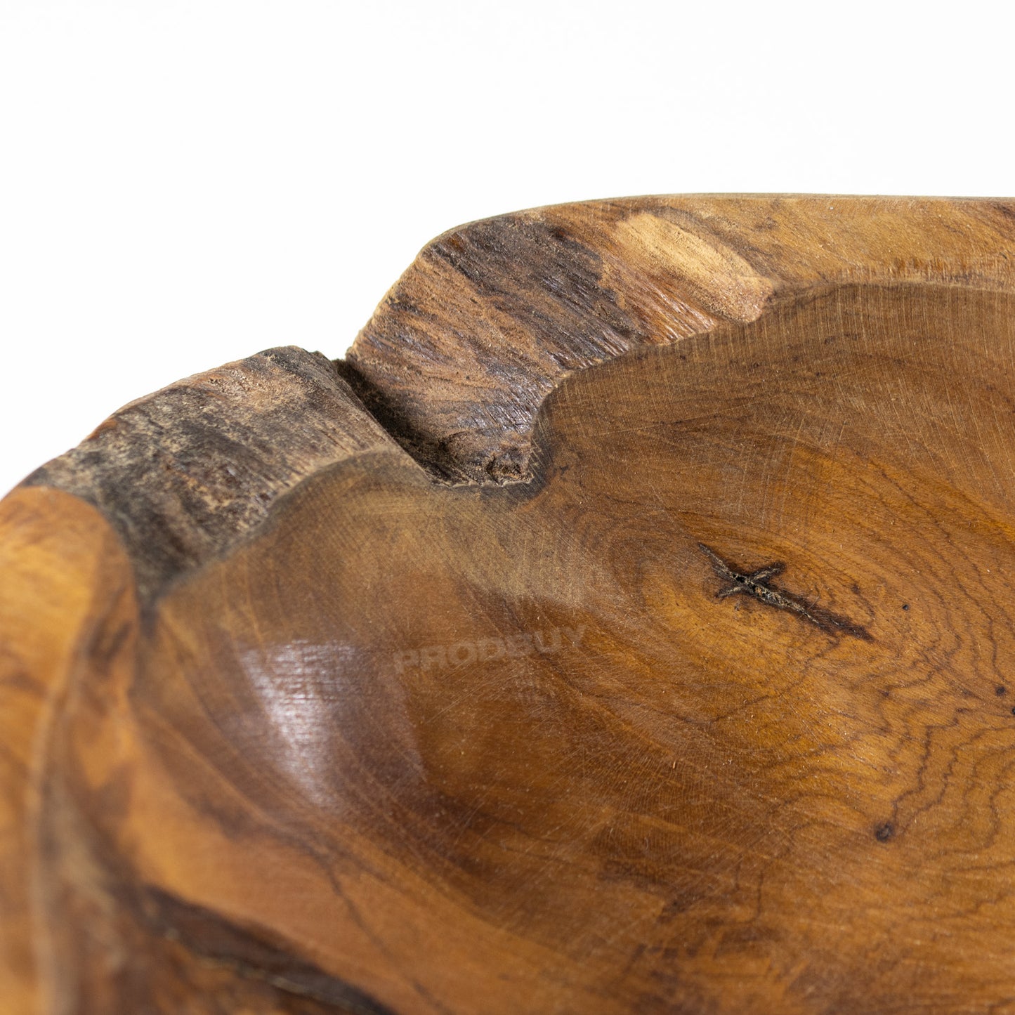 Large Rustic Long Bowl Teak Root Wood Hand Carved 45cm