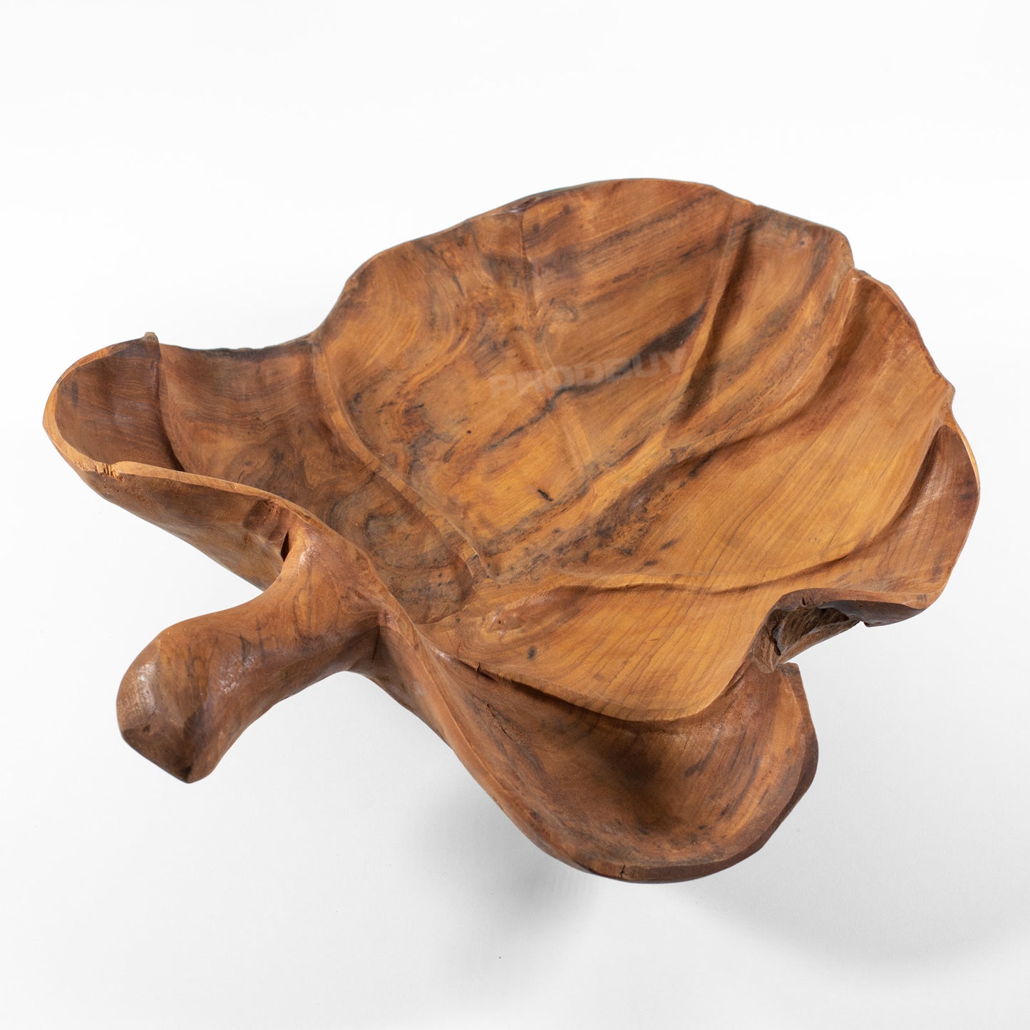 Large Teak Root Hand Carved Leaf Bowl