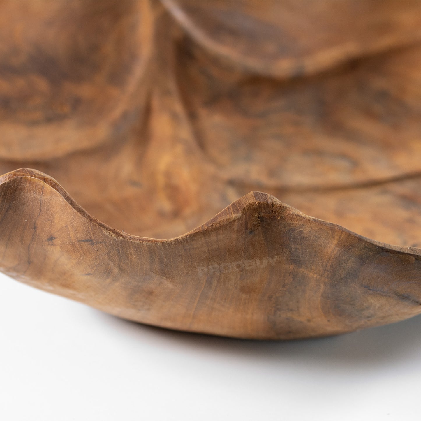 Large Teak Root Hand Carved Leaf Bowl
