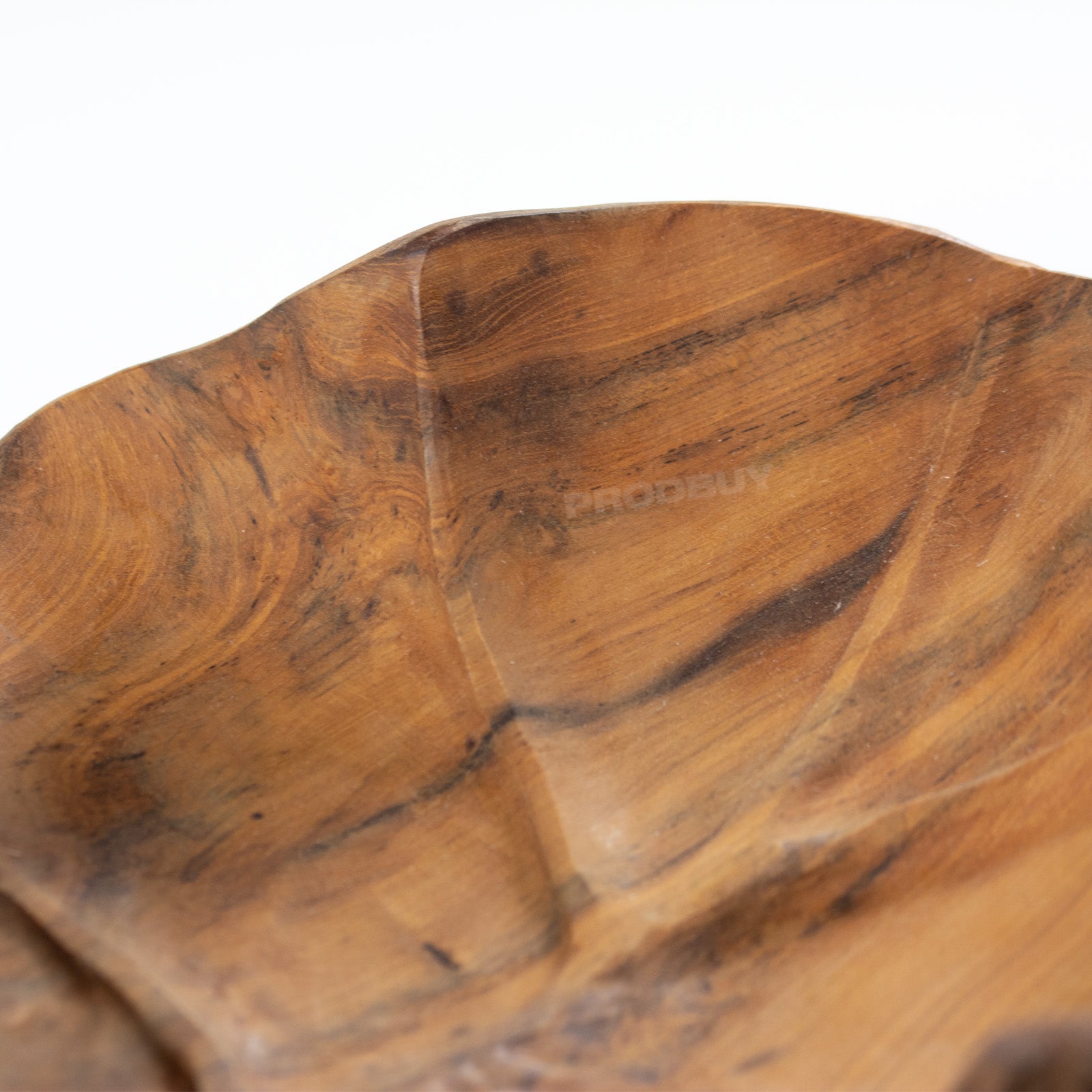 Large wooden salad bowl with leaf shape hot hand carved from the natural teakwood root. Or fruit bowl.