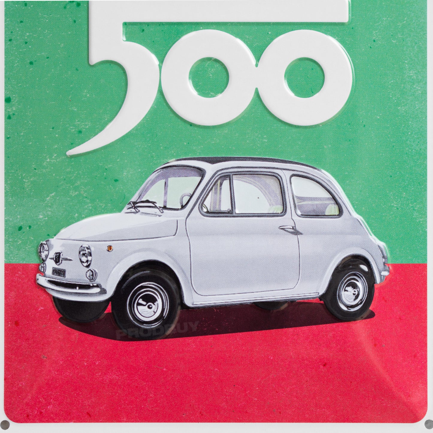 Retro Fiat 500 Metal 20cm Garage Wall Sign