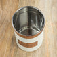 Large 17cm off-White & Copper Stainless Steel Utensil Holder Pot