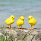 Set 3 Small Yellow Baby Chicken Metal Garden Ornaments