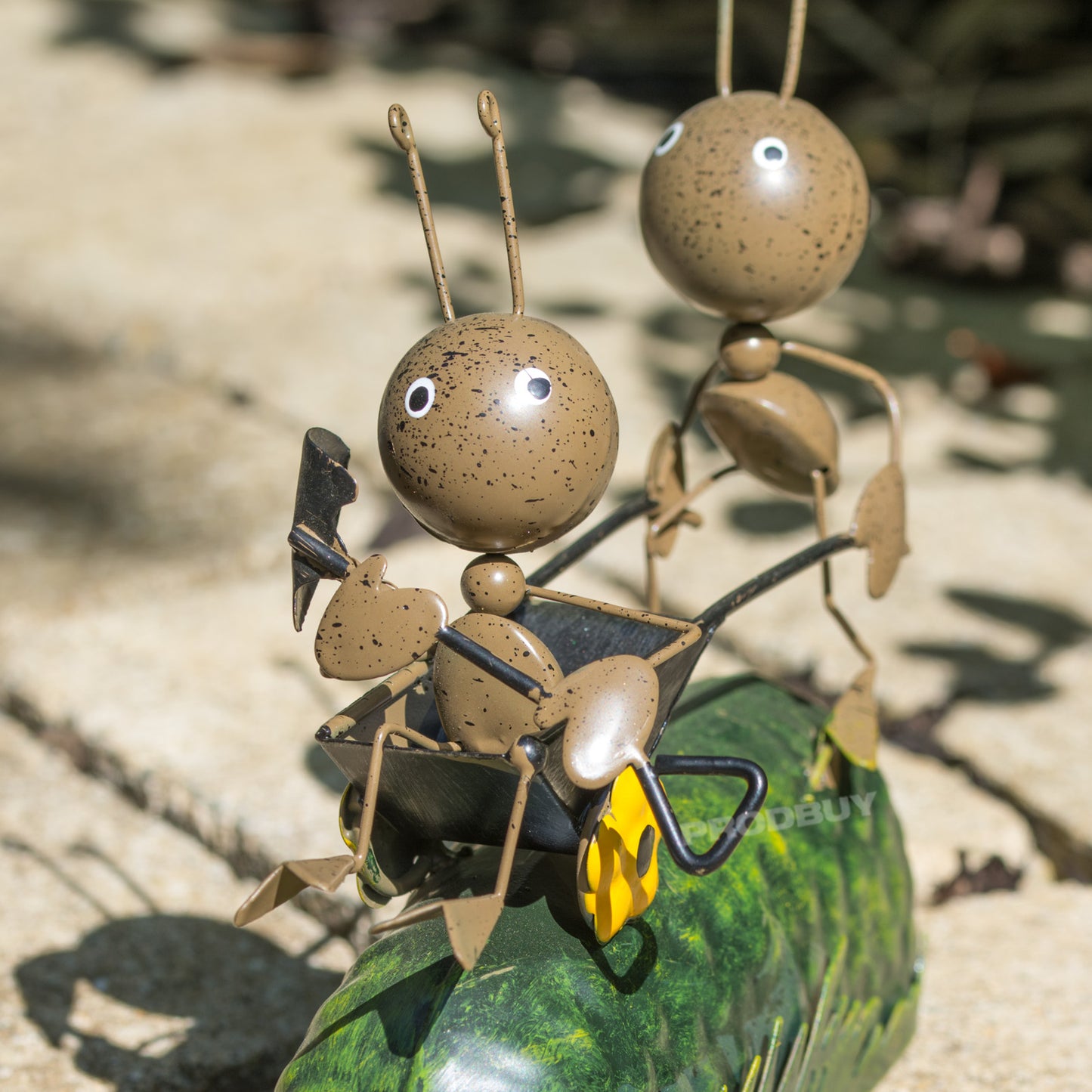 Ants With Wheelbarrow Small Metal Garden Ornament Decoration