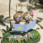Ant Couple Reading Small Metal Garden Ornament Decoration