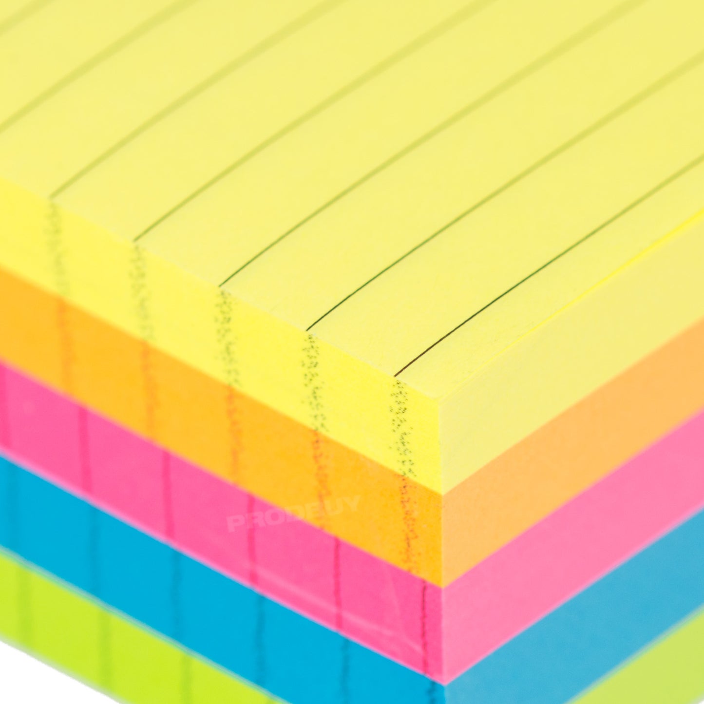 Block of 450 Neon Large Square 76mm Lined Office Adhesive Sticky Notes