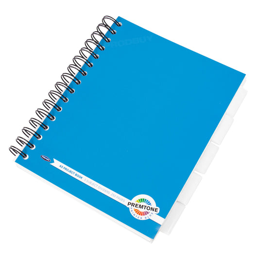 Colour A5 Spiral Project Book Lined Paper Notebook with White Tabs & Inserts