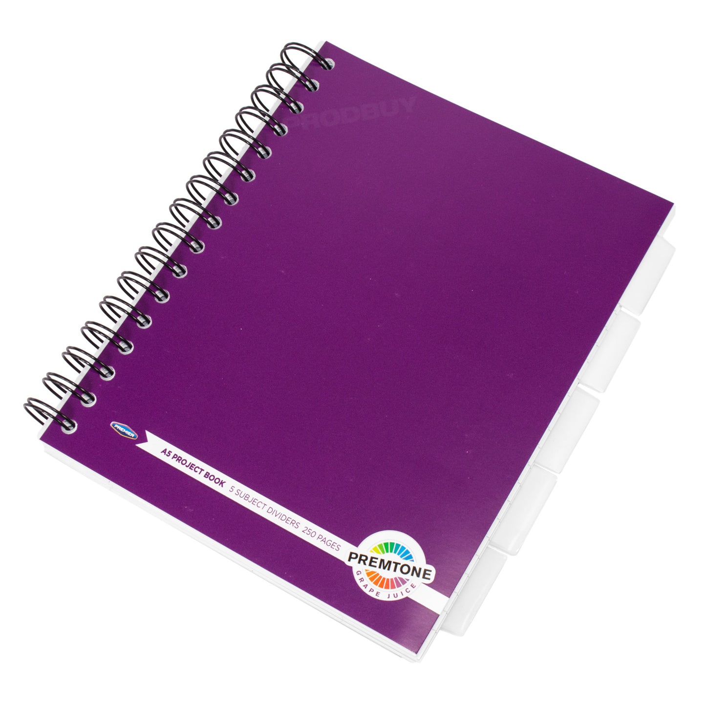 Colour A5 Spiral Project Book Lined Paper Notebook with White Tabs & Inserts