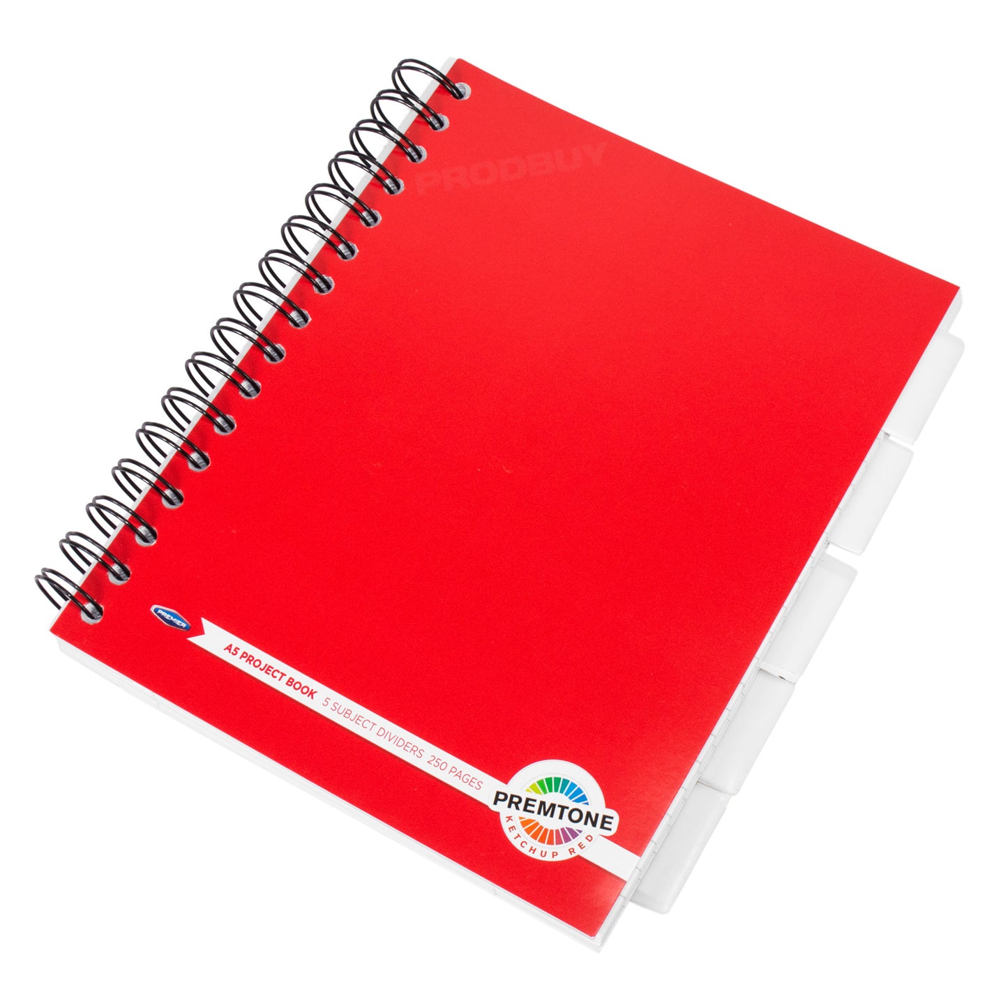 Colour A5 Spiral Project Book Lined Paper Notebook with White Tabs & Inserts