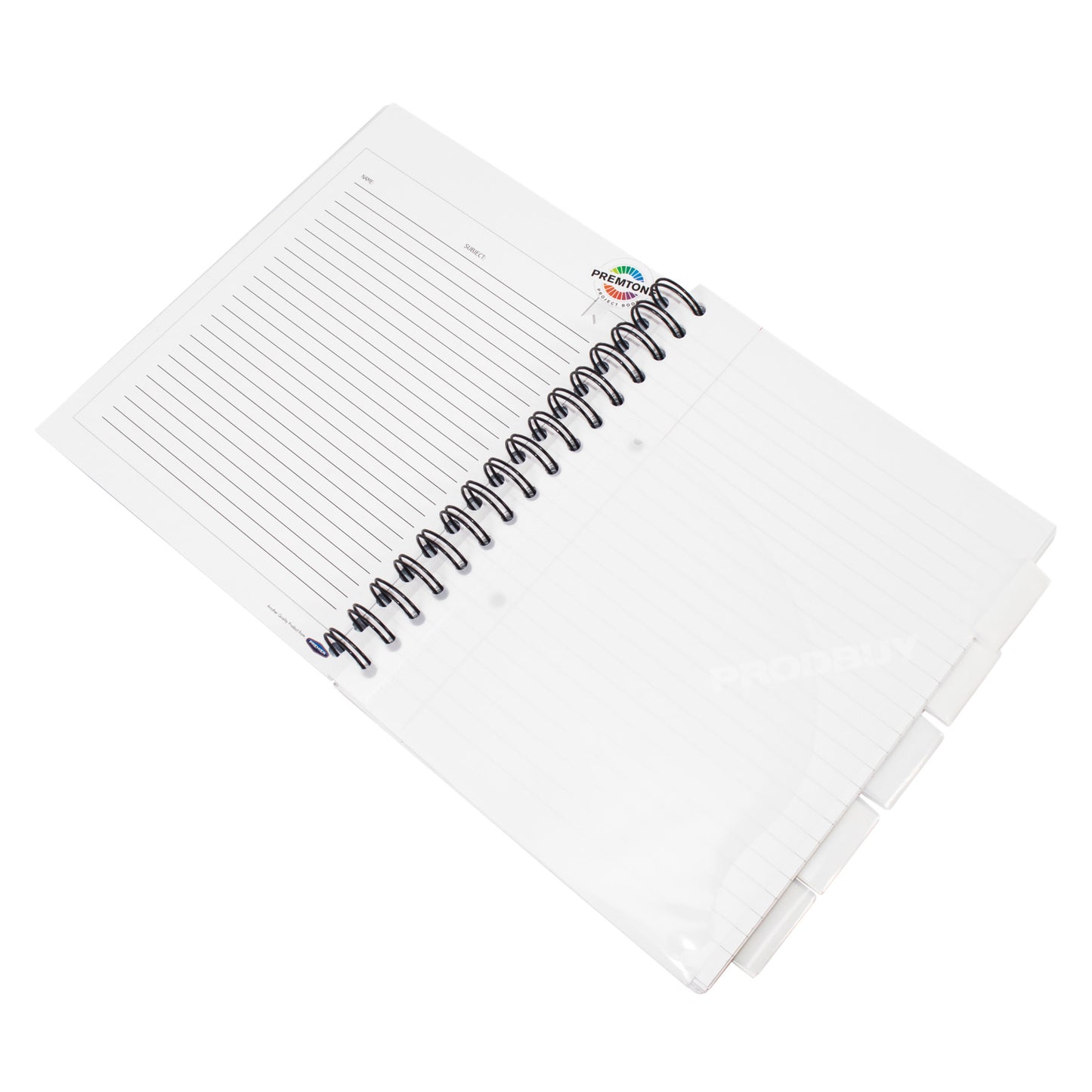 Colour A5 Spiral Project Book Lined Paper Notebook with White Tabs & Inserts