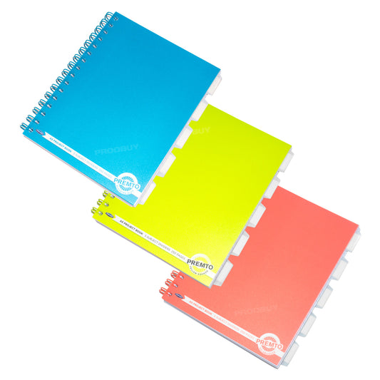 A5 Spiral Neon Project Book Lined Paper Notebook with Tabs & Inserts