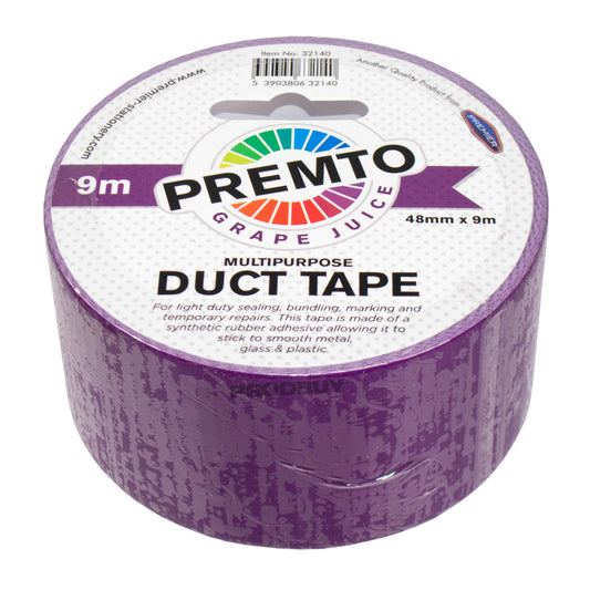 Set of 3 Rolls of Colour Duct Tape 48mm x 9m - Purple & Blue Shades