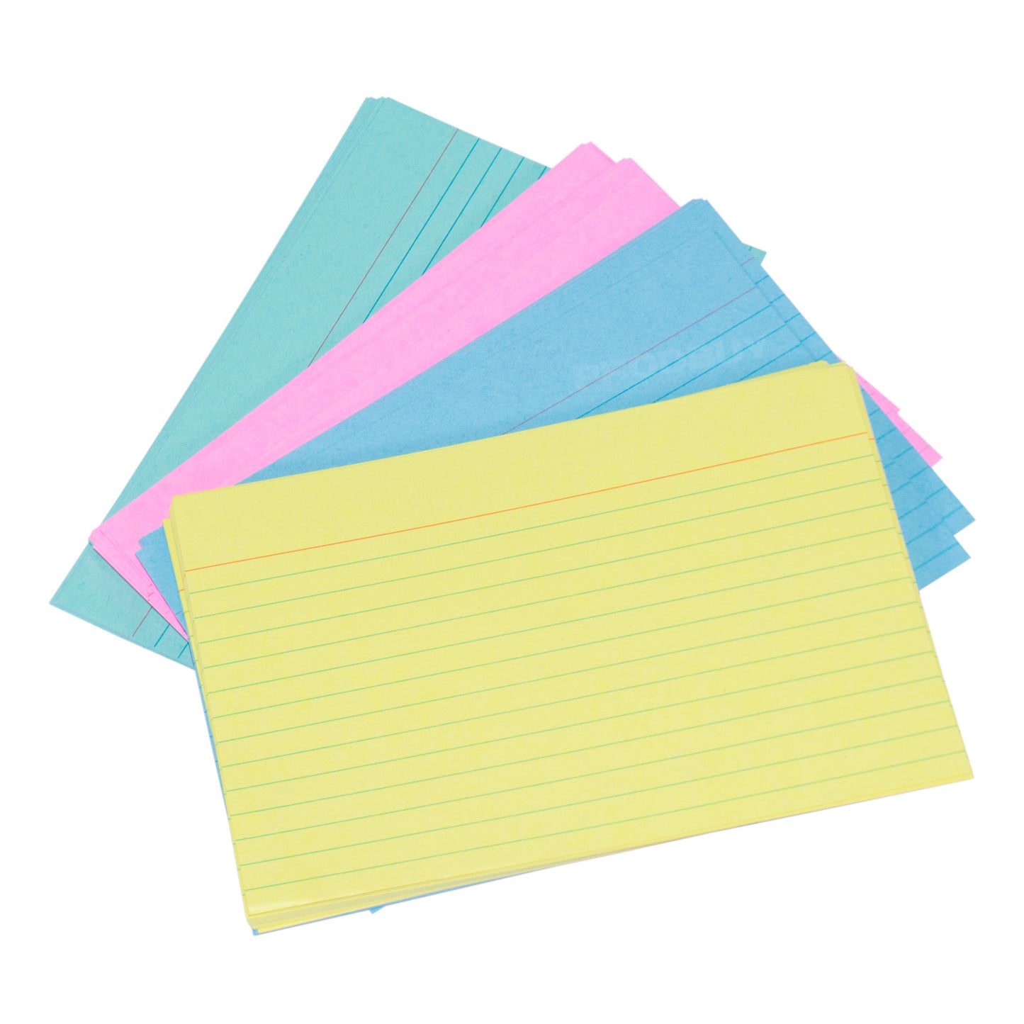 Pack of 1,000 Record Index Cards 6" x 4" Lined Colour Revision Sheets