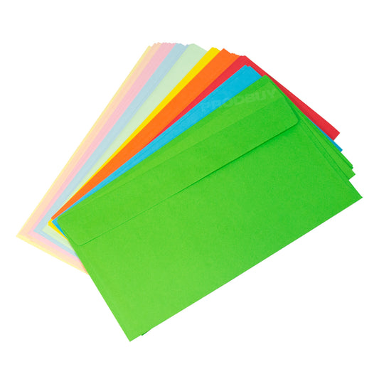 Set of 100 DL Envelopes 220mm x 110mm with Mixed Colours