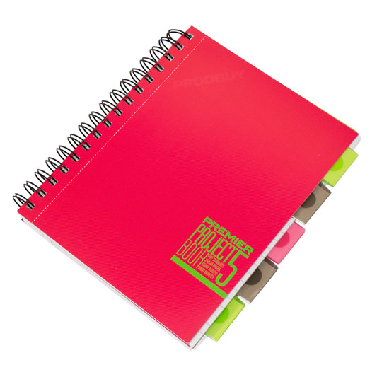 A5 Spiral Project Book Lined Paper Notebook with Colour Tabs & Inserts
