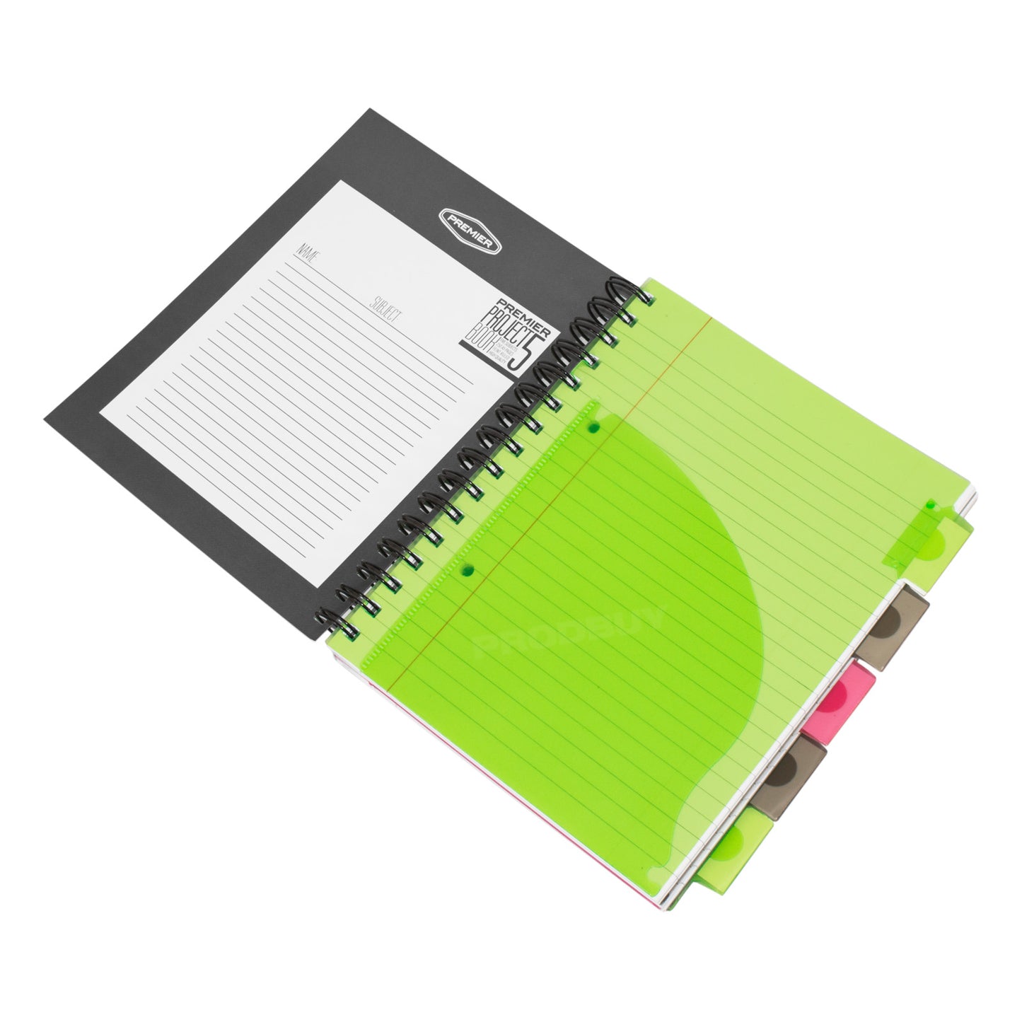 A5 Spiral Project Book Lined Paper Notebook with Colour Tabs & Inserts