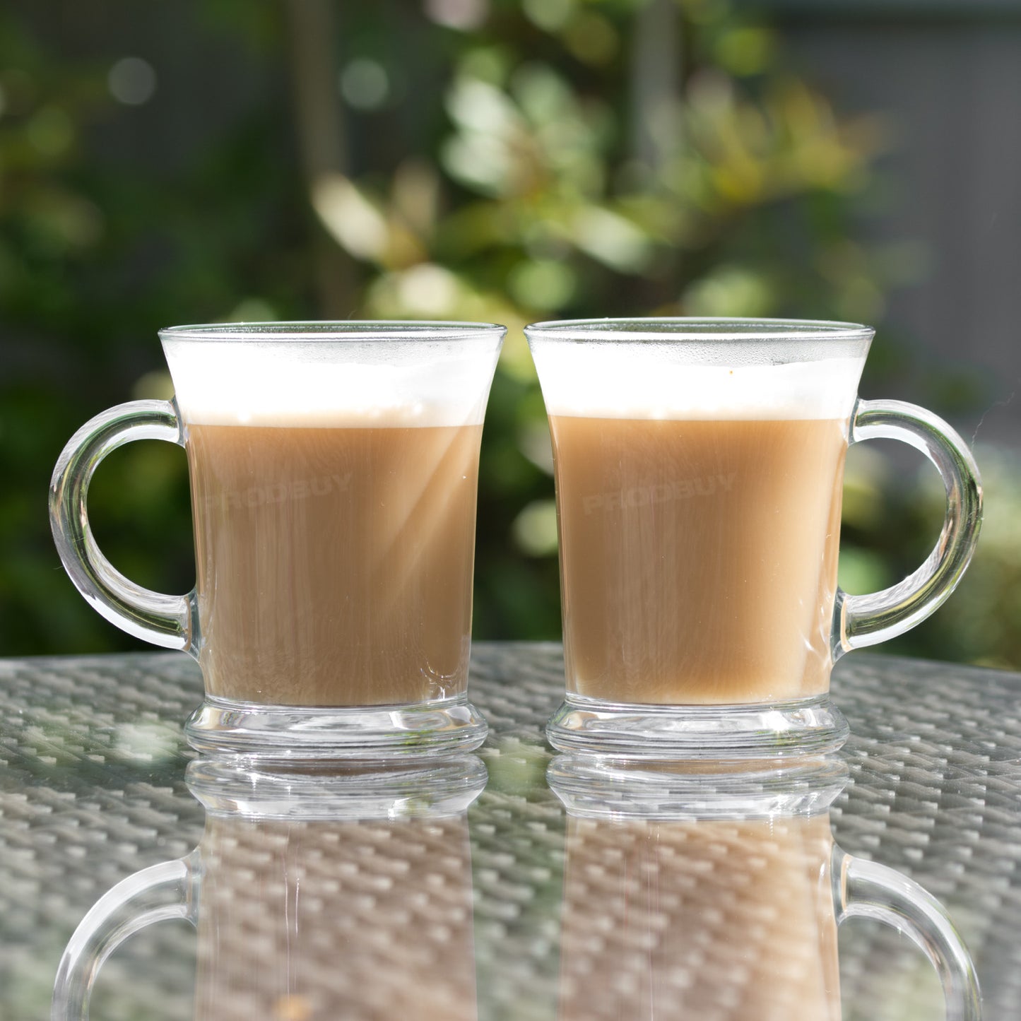 Set of 2 Latte Glasses 310ml Thick Clear Glass Coffee Mugs