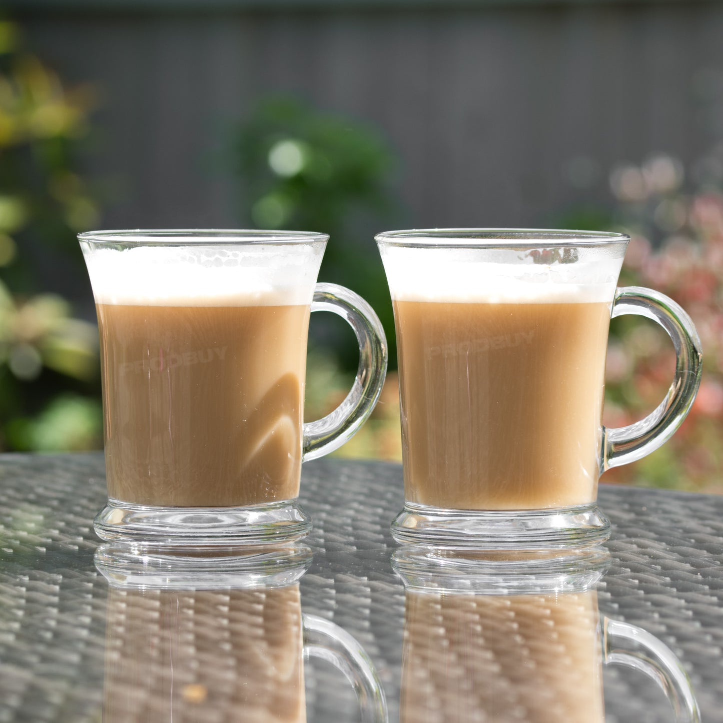 Set of 2 Latte Glasses 310ml Thick Clear Glass Coffee Mugs