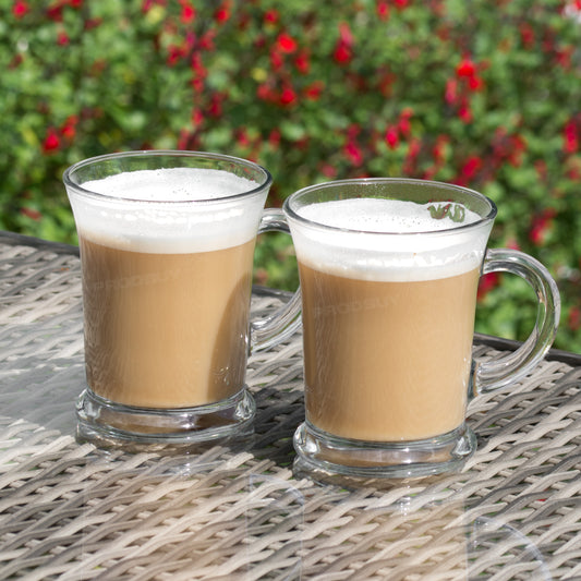 Set of 2 Latte Glasses 310ml Thick Clear Glass Coffee Mugs