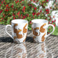 Set of 2 Coffee Mugs 11oz White Fine Porcelain with Cheetah Pattern