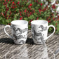 Set of 2 Coffee Mugs 11oz White Fine Porcelain with Zebra Pattern