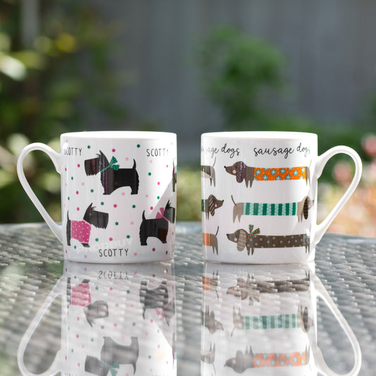 Set of 2 Scottie & Sausage Dog Coffee Mugs