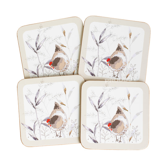 Set of 4 Country Hens Square Drinks Coasters