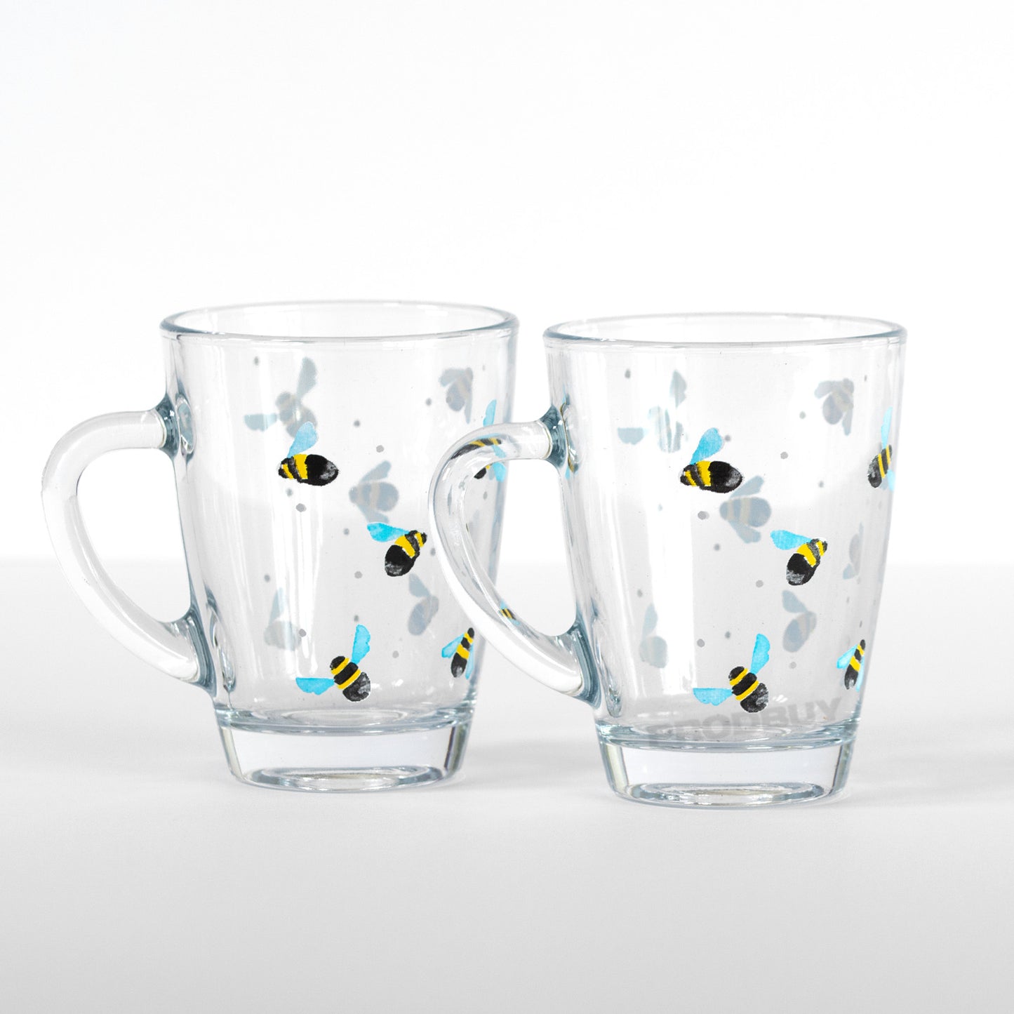 Set of 2 Latte Glasses 250ml Sweet Bee Design