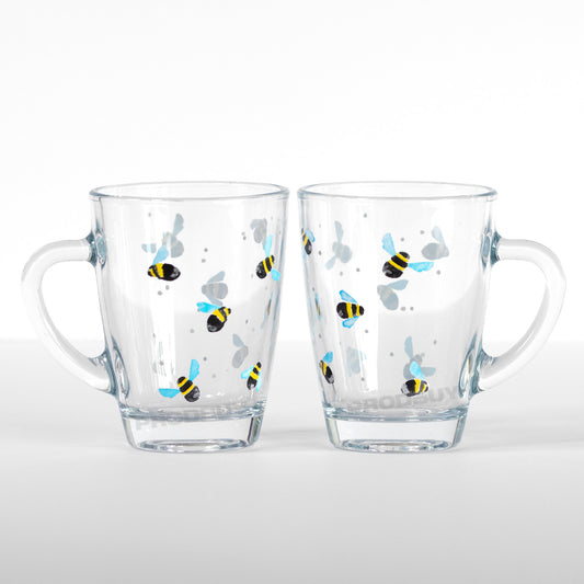 Set of 2 Latte Glasses 250ml Sweet Bee Design