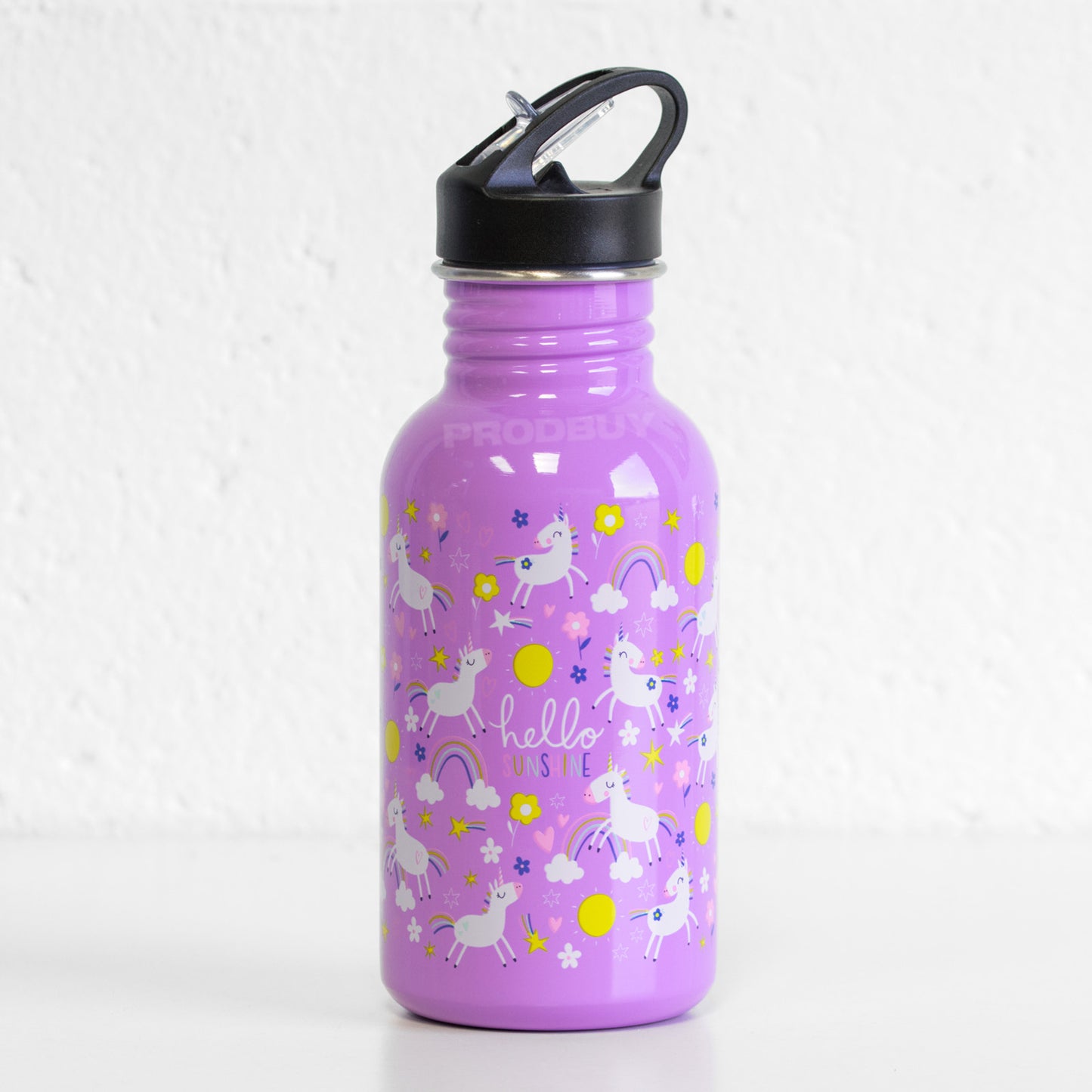 Colourful Stainless Steel Water Bottle with Flip Drinking Straw & 550ml Capacity
