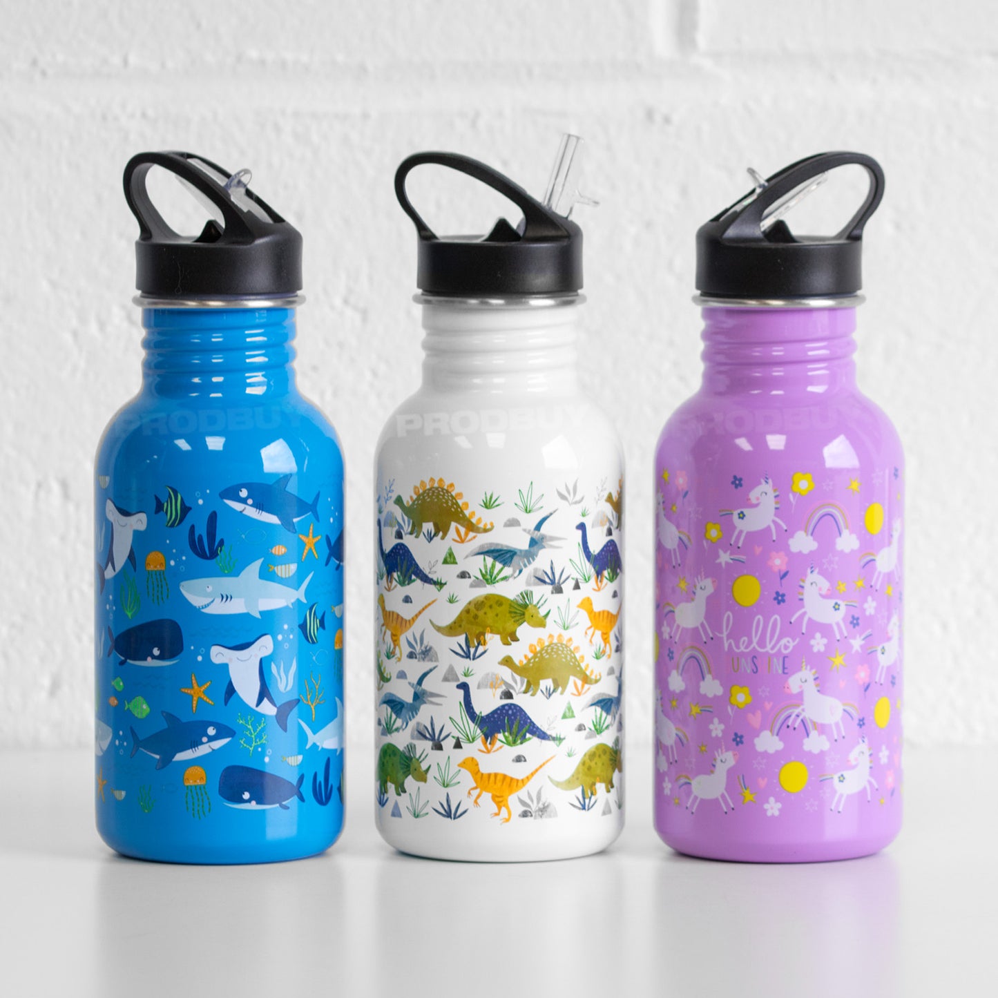 Colourful Stainless Steel Water Bottle with Flip Drinking Straw & 550ml Capacity