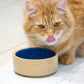 Set of 2 Non-Tip Heavy Ceramic Cat Food Biscuit Bowls