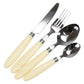 16 Piece Stainless Steel Cutlery Set Sabichi Elkie Cream Plastic Handles Dining Table