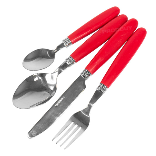 16 Piece Red Stainless Steel Cutlery Set