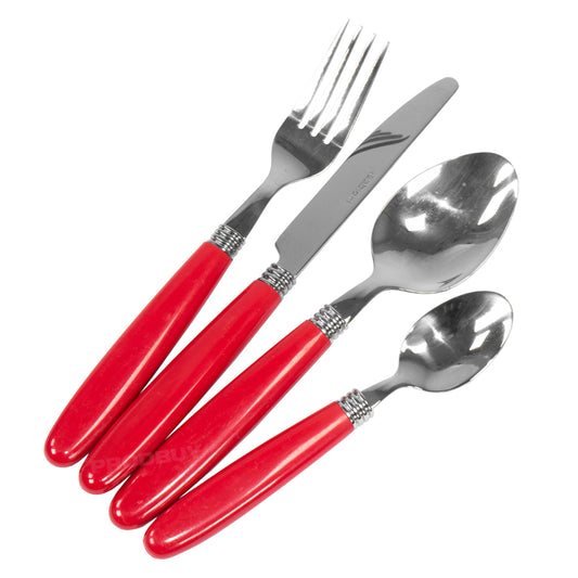 16 Piece Red Stainless Steel Cutlery Set