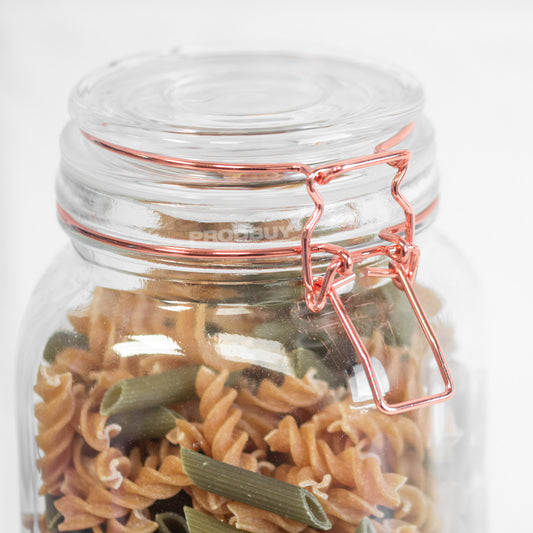 Glass 2.2 Litre Copper Clip Top Storage Jar