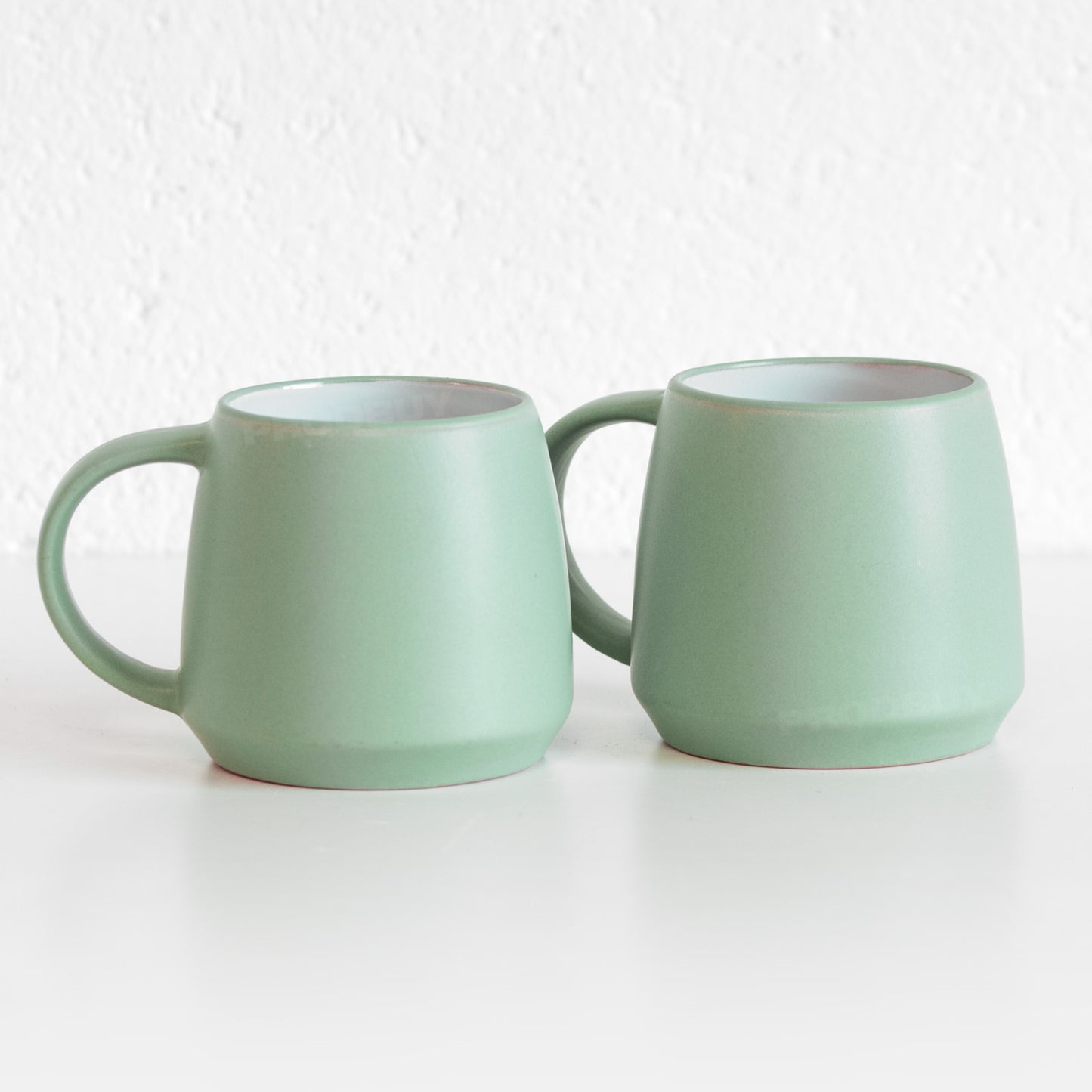 Set of 2 Large Sage Green Ceramic Coffee Mugs