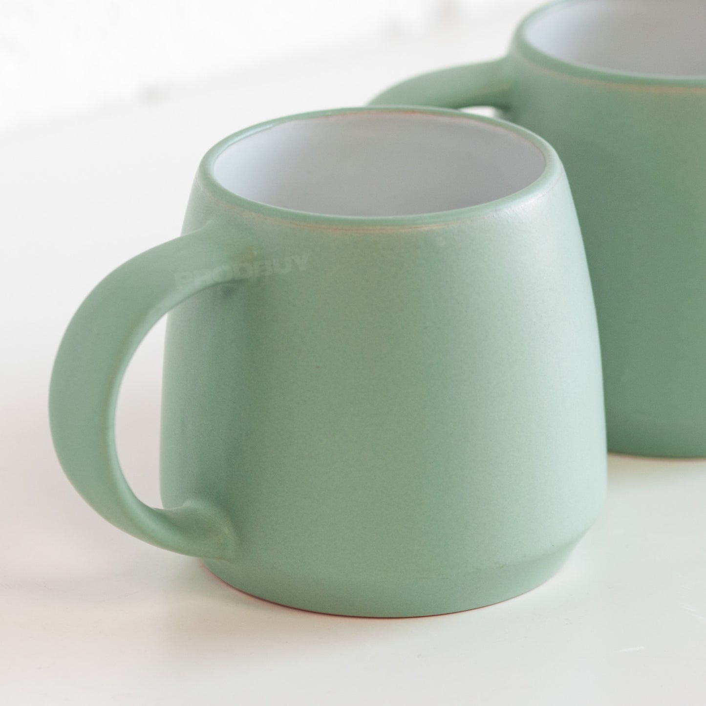 Set of 2 Large Sage Green Ceramic Coffee Mugs