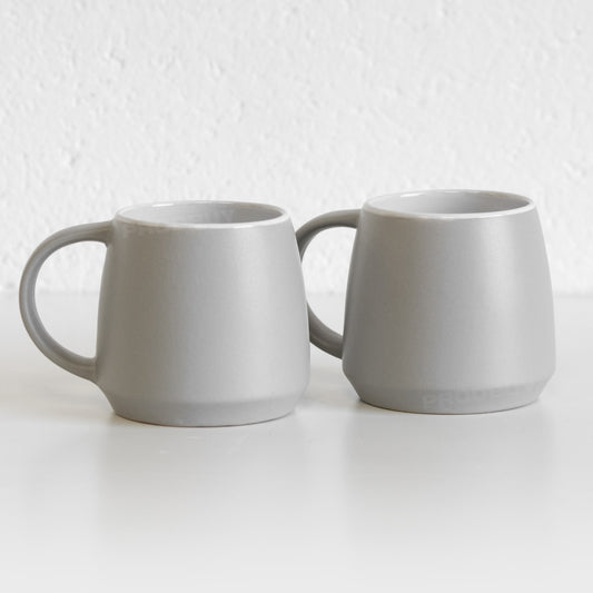 Set of 2 Large Grey Ceramic Coffee Mugs