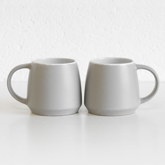 Set of 2 Large Grey Ceramic Coffee Mugs