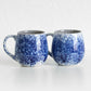 Set of 2 Large Blue Glaze Ceramic Mugs Cups
