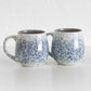 Set of 2 Large off White & Blue Ceramic Mugs Cups