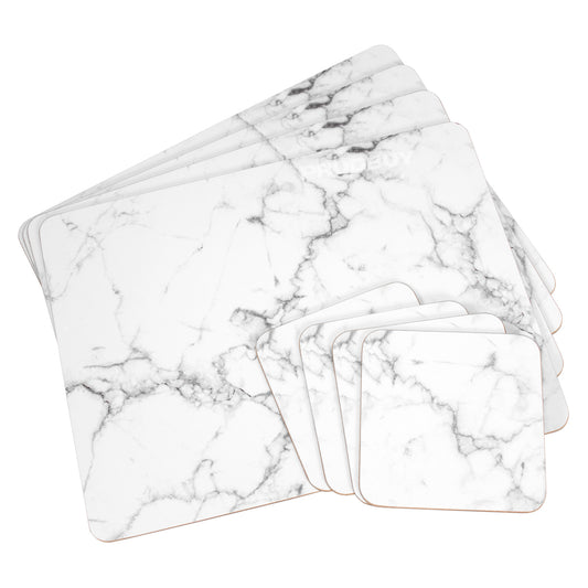 Set of Marble Look 4 Placemats & 4 Coasters