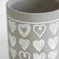 Grey Scribble Hearts Small 13cm Ceramic Round Indoor Plant Pot