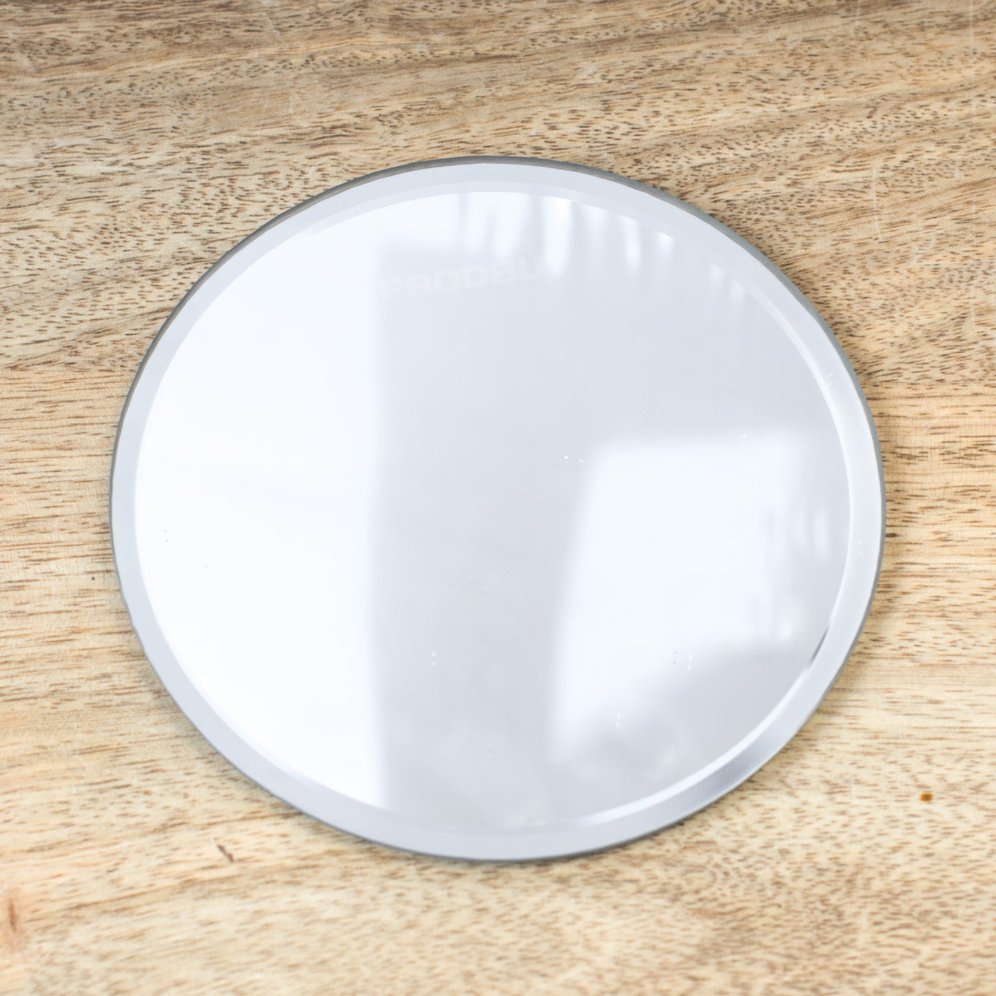 Set of 3 Round Mirrored Clear Glass 12cm Candle Plates