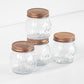 Set of 4 Small Glass Container Jars with Airtight Copper Lids 260ml
