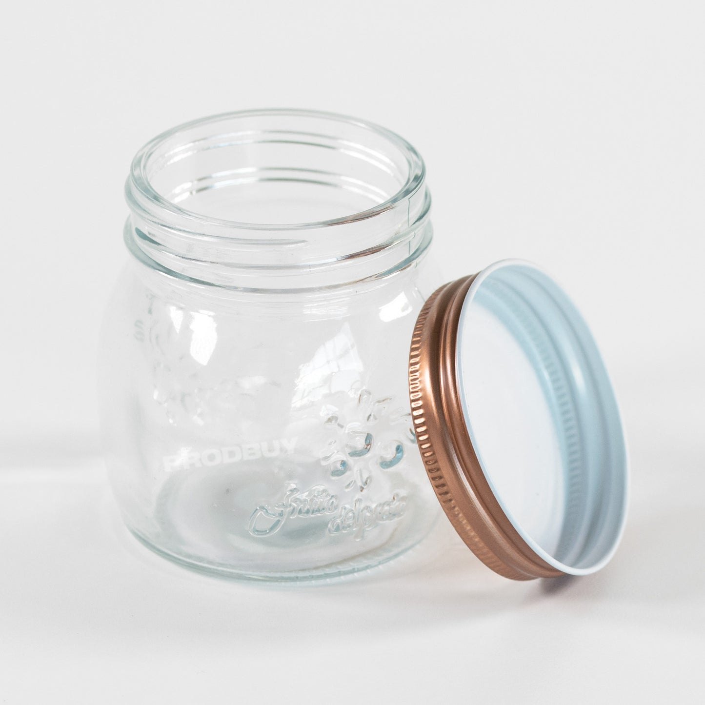 Set of 4 Small Glass Container Jars with Airtight Copper Lids 260ml