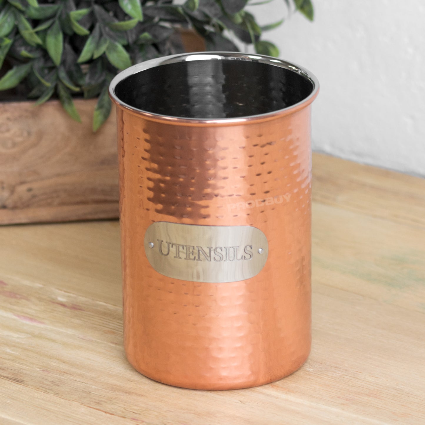 Hammered Copper Large Utensil Holder Pot